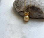 Elly’s 10.6mm South Sea Gold iridescent ocean Pearl pendant: Extreme luster mirrored. S925 silver with gold plated cool pendant set. gift for her