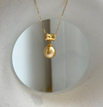 Elly’s 10.6mm South Sea Gold iridescent ocean Pearl pendant: Extreme luster mirrored. S925 silver with gold plated cool pendant set. gift for her