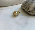 Elly’s 11.1mm South sea Ultra gold ocean pearl Ring: Extreme luster mirrored, S925 silver with gold plated adjustable Vintage Ring.Gift for her