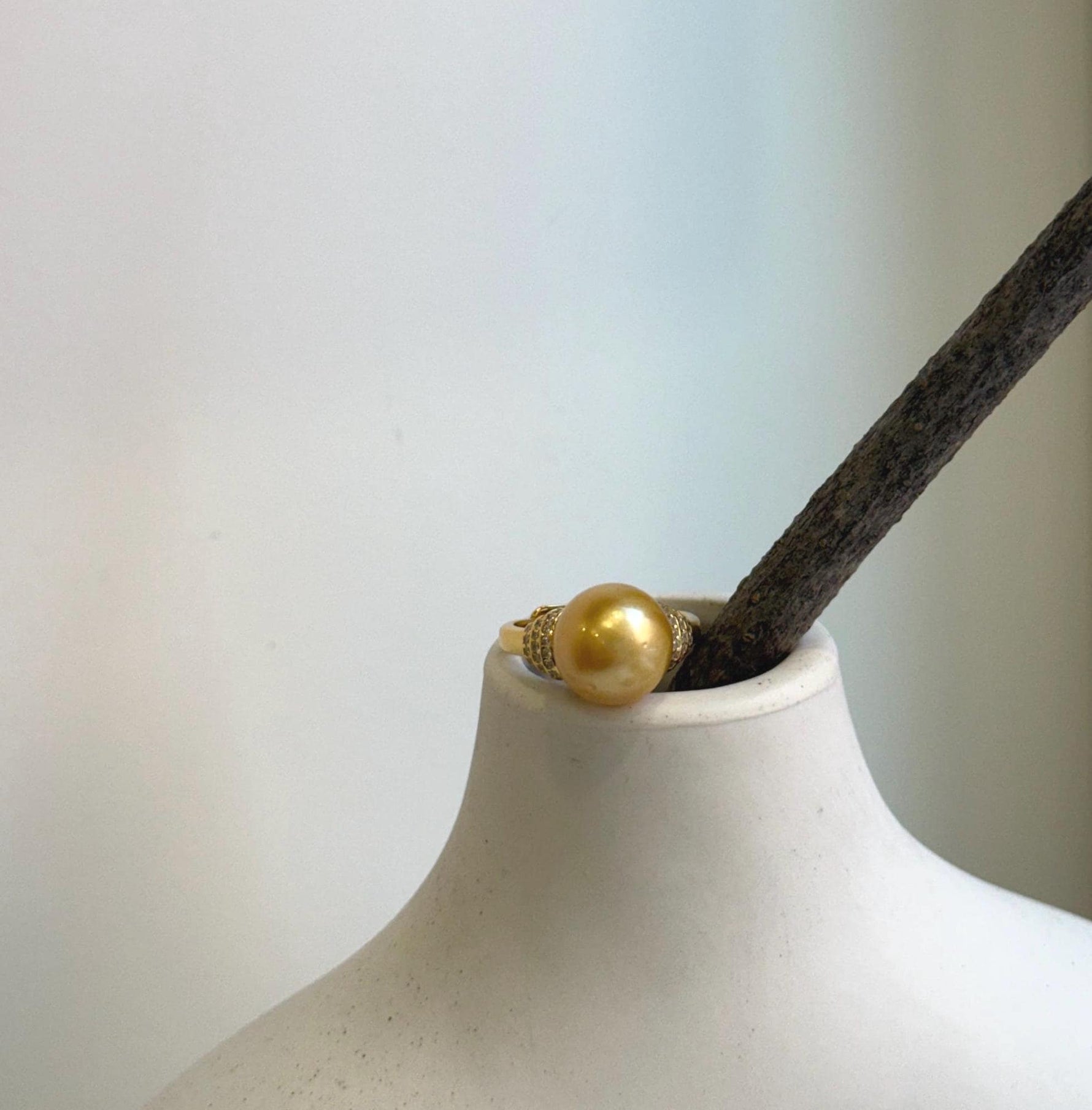 Elly’s 11.2mm South sea deep golden ocean pearl Ring: Extreme luster mirrored, S925 silver with gold plated adjustable Vintage Ring.gift for her holiday