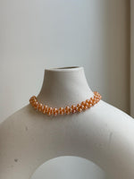 Elly’s 3-ply 3-3.5mm peach pearls bracelet: Extreme luster, Handmade braided, 6.9”, S925 silver magnetic clips bracelet.daily office pearls bracelet