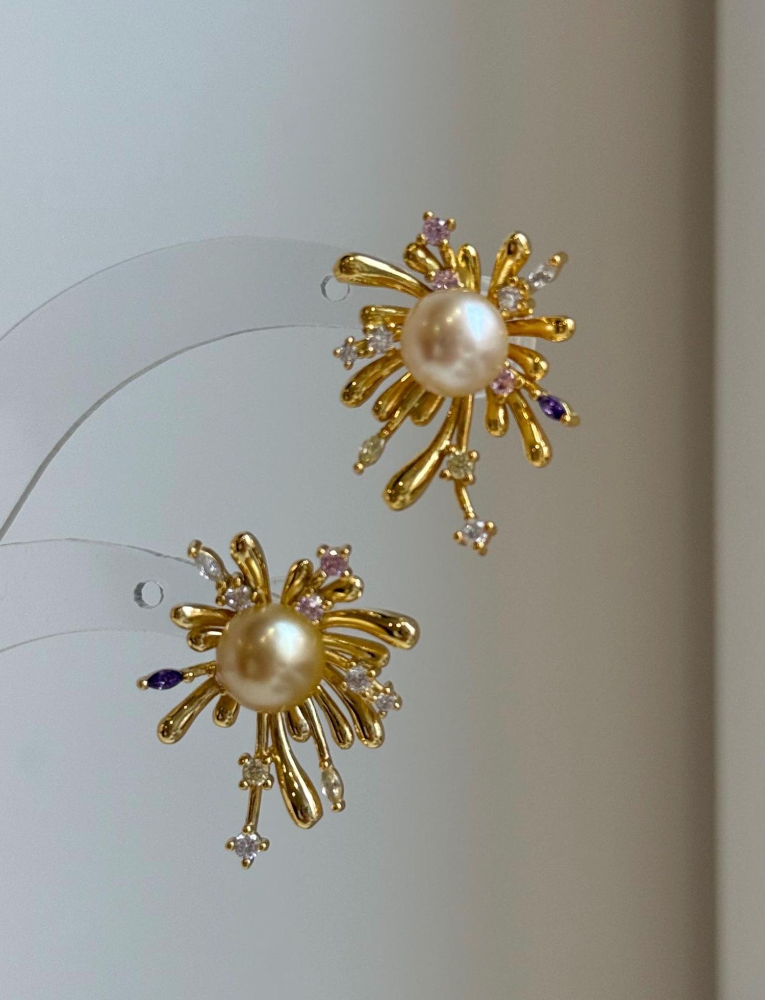 Elly’s 8.2mm Genius natural South sea golden ocean Pearls Fireworks Earrings: Extreme luster mirrored, S925 silver earrings. high quality pearl fancy earrings gift for her