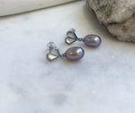 Elly’s Lavender purple pearls Heart earrings: Extreme luster mirrored, 7.8mm, S925 silver earrings.