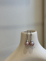 Elly’s 10.3mm Edison Rose mauve earrings: Extreme luster mirrored, S925 silver earrings.