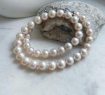 Elly’s 41pcs Top quality light rose round Edison Pearls Necklace Strand: Extreme luster mirrored, 8.5-11.1mm, 18.8”, S925 silver necklace. gift for her Valentine’s Day