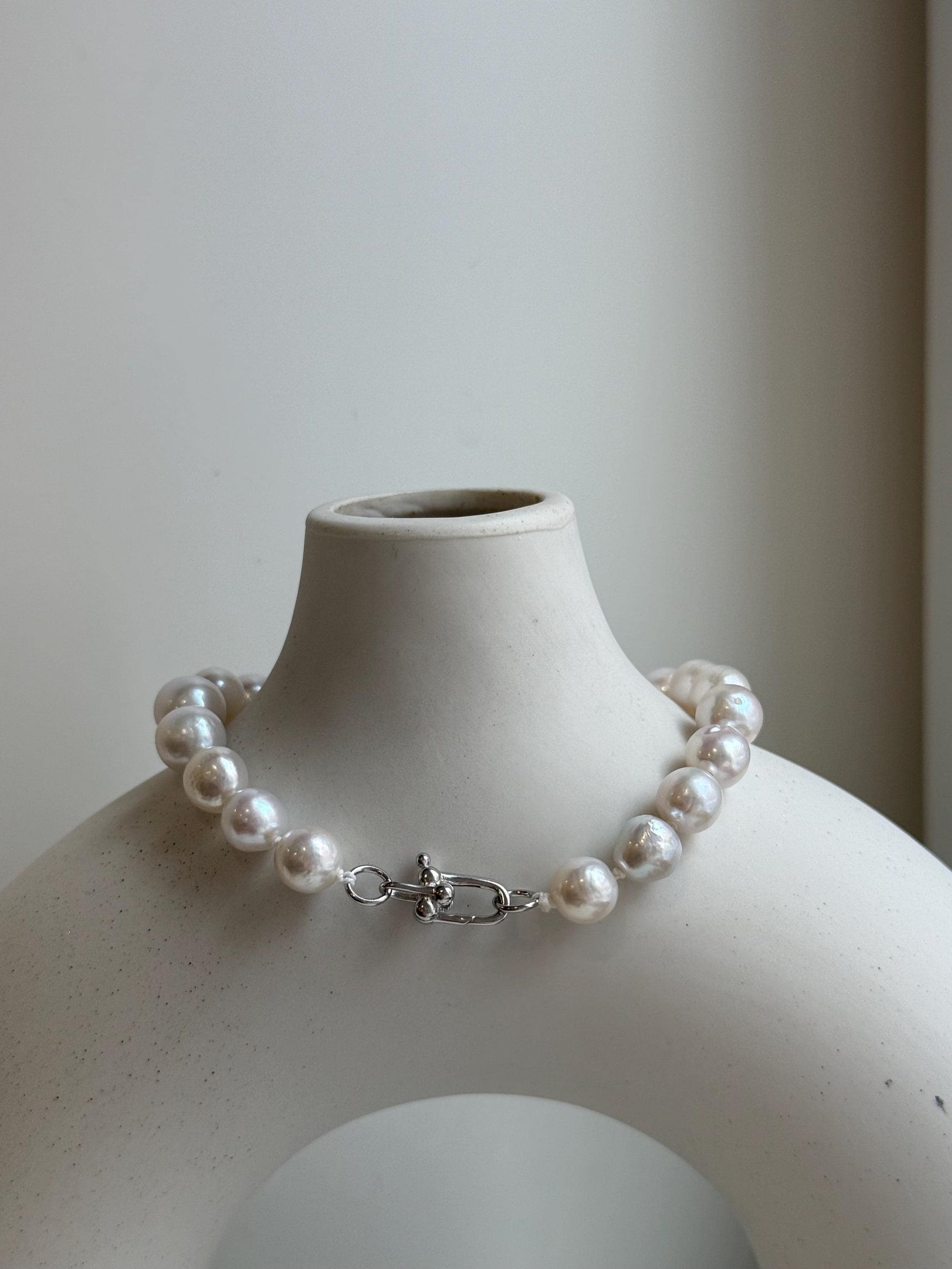 Elly’s 7.7-12.8mm White iridescent purple Pearls Bracelet: Extreme luster mirrored, 8.9” knotted, S925 silver Bracelet. gift for her
