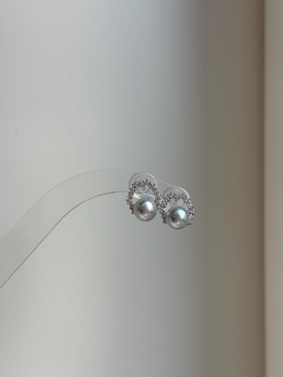 Elly’s 7.3mm Japanese Akoya ocean pearls Floral Ring Earrings Studs: Extreme luster mirrored, Blue silver pearls, S925 silver earrings. gift for her