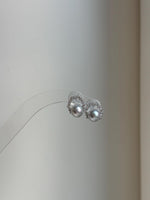 Elly’s 7.3mm Japanese Akoya ocean pearls Floral Ring Earrings Studs: Extreme luster mirrored, Blue silver pearls, S925 silver earrings. gift for her