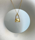 Elly’s 10.8mm South sea golden Pearl pendant: Extreme luster mirrored, ultra gold pearl, 2.6cm high, S925 silver Vintage pendant chain set. gift for her Valentine’s Day