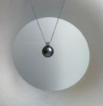 Elly’s 10.6mm Tahitian dark platinum ocean pearl pendant: Extreme luster mirrored, 1.4cm high, S925 silver pendant, chain set. gift for her birthday