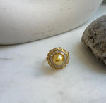 Elly’s 8.9mm Rare South sea deep Tea golden ocean pearl Ring: Extreme luster mirrored, S925 silver with gold plated adjustable floral Ring. gift for her