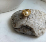 Elly’s 12.3mm South sea ultra golden ocean pearl Ring: Extreme luster mirrored, S925 silver with gold plated adjustable floral Ring. gift for her Valentine’s Day