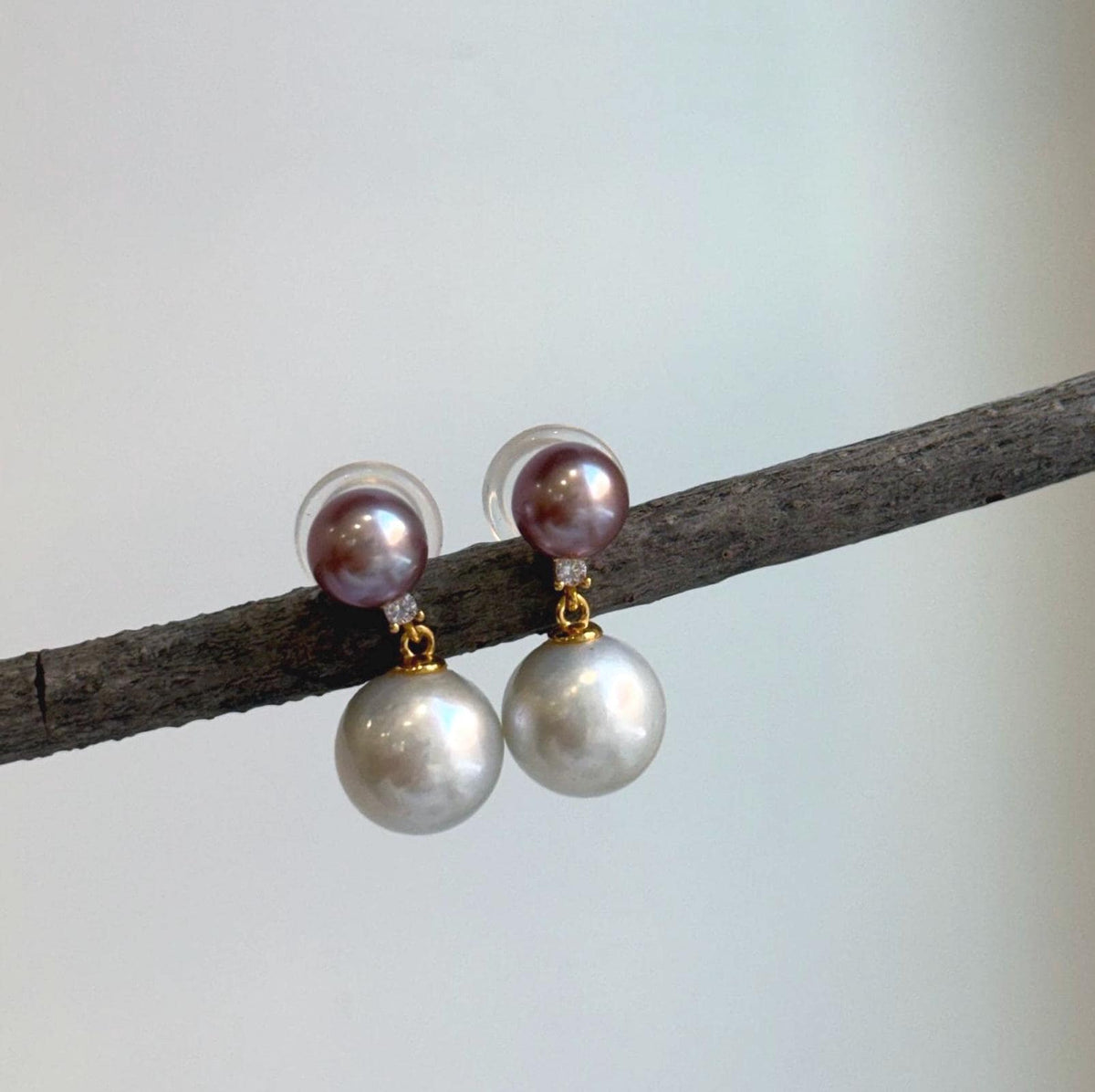 Elly’s 4pcs 7.4-10.8mm earrings: Strong luster, 2.2cm high, S925 silver earrings. gift for her