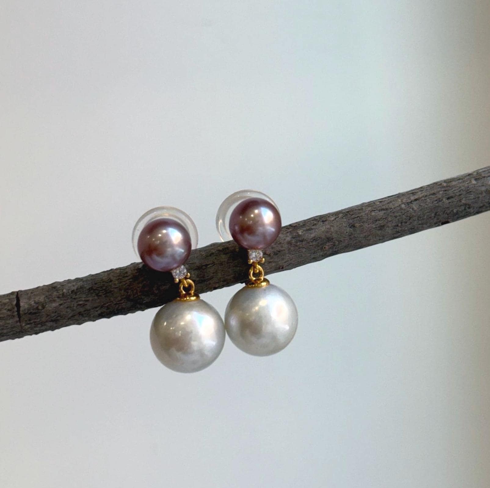 Elly’s 4pcs 7.4-10.8mm earrings: Strong luster, 2.2cm high, S925 silver earrings. gift for her