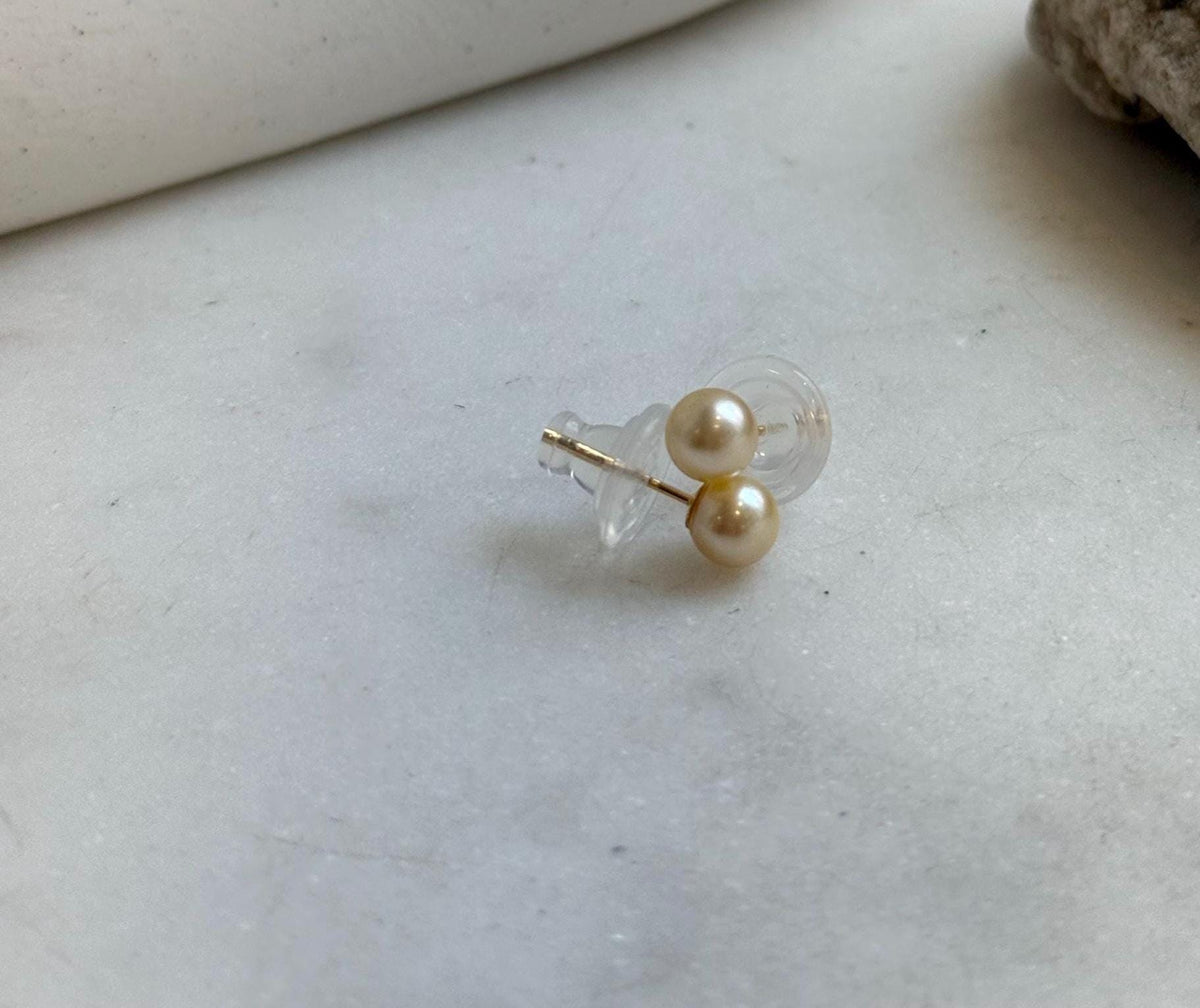 Elly’s 5.8mm Akoya golden ocean pearls Earrings studs: Extreme luster mirrored, s925 silver minimalist daily earrings stud.