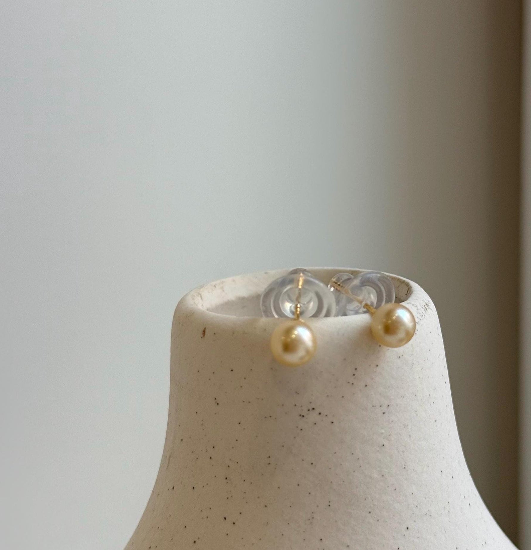 Elly’s 5.8mm Akoya golden ocean pearls Earrings studs: Extreme luster mirrored, s925 silver minimalist daily earrings stud.