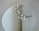 Elly’s 14pcs White small pearls Leaf Brooch Pendant 2in1: Extreme luster mirrored, 3-3.5mm, 3x4cm, gift for her daily brooch