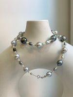 Elly’s Au750 18k White gold saltwater keshi pearls Necklace: Extreme luster, Tahitian Keshi Akoya Ocean pearls, 18.1”, 18k gold elegant unique pearls necklace. gift for her birthday