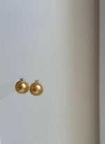 Elly’s 9.1mm Edison deep gold Pearls Earrings studs: Extreme luster Mirrored,  1.1x1.3cm, S925 silver earrings studs. gift for her party