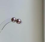 Elly’s 9.9mm Edison Metallic Rose Pearls Earrings studs: Extreme luster Mirrored, S925 silver Classic minimalist earrings studs. gift for her