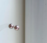 Elly’s 9.9mm Edison Metallic Rose Pearls Earrings studs: Extreme luster Mirrored, S925 silver Classic minimalist earrings studs. gift for her anniversary