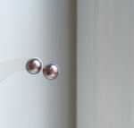 Elly’s 9.9mm Edison Metallic Rose Pearls Earrings studs: Extreme luster Mirrored, S925 silver Classic minimalist earrings studs. gift for her daily office pearls earrings
