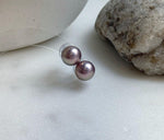 Elly’s 9.9mm Edison Metallic Rose Pearls Earrings studs: Extreme luster Mirrored, S925 silver Classic minimalist earrings studs. gift for her daily office pearls earrings