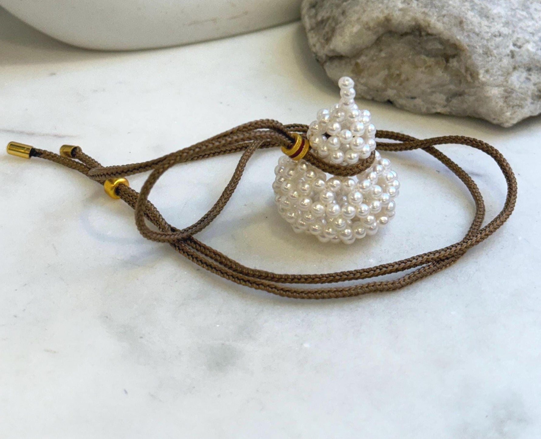 Elly’s white Pearls Gourd pendant: 3-3.5mm, Extreme luster mirrored, 3cm dia x 4cm high, thread Necklace set. gift for Chinese new year jewelry