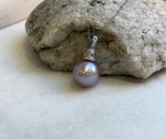 Elly’s 13.3mm Edison Pearl Pendant: Extreme luster mirrored, rose pearl, s925 silver minimalist pendant necklace set. gift for her