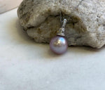 Elly’s 13.3mm Edison Pearl Pendant: Extreme luster mirrored, rose pearl, s925 silver minimalist pendant necklace set. gift for her anniversary