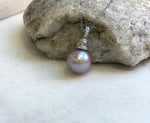 Elly’s 13.3mm Edison Pearl Pendant: Extreme luster mirrored, rose pearl, s925 silver minimalist pendant necklace set. gift for her