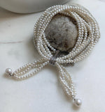 Elly’s 4-ply 3-4mm white keshi pearls necklace: Extreme luster, Handmade, 17.3”, fancy necklace strand. gift for her