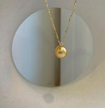 Elly’s Au750 18k gold South sea golden Pearl pendant: Extreme luster mirrored, 10.4mm, 1.4cm high, 18k gold pendant S925 silver chain set. gift for her