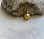 Elly’s Au750 18k gold South sea golden Pearl pendant: Extreme luster mirrored, 10.4mm, 1.4cm high, 18k gold pendant S925 silver chain set. gift for her