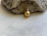 Elly’s Au750 18k gold South sea golden Pearl pendant: Extreme luster mirrored, 10.4mm, 1.4cm high, 18k gold pendant S925 silver chain set. gift for her