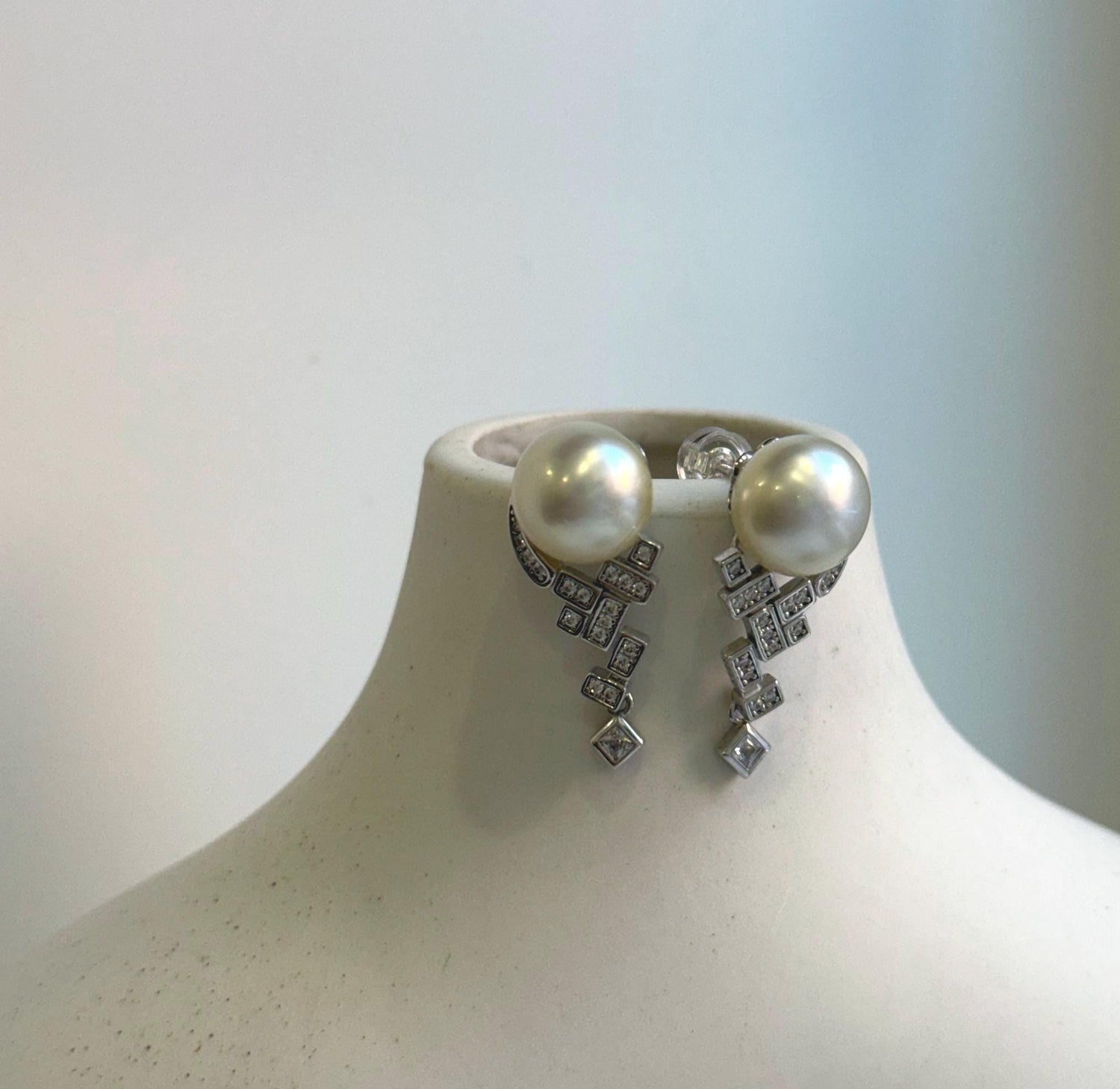 Elly’s 10mm Australian Ocean White Pearls Earrings Chandeliers: Extreme luster mirrored, S925 silver vintage earrings. gift for her