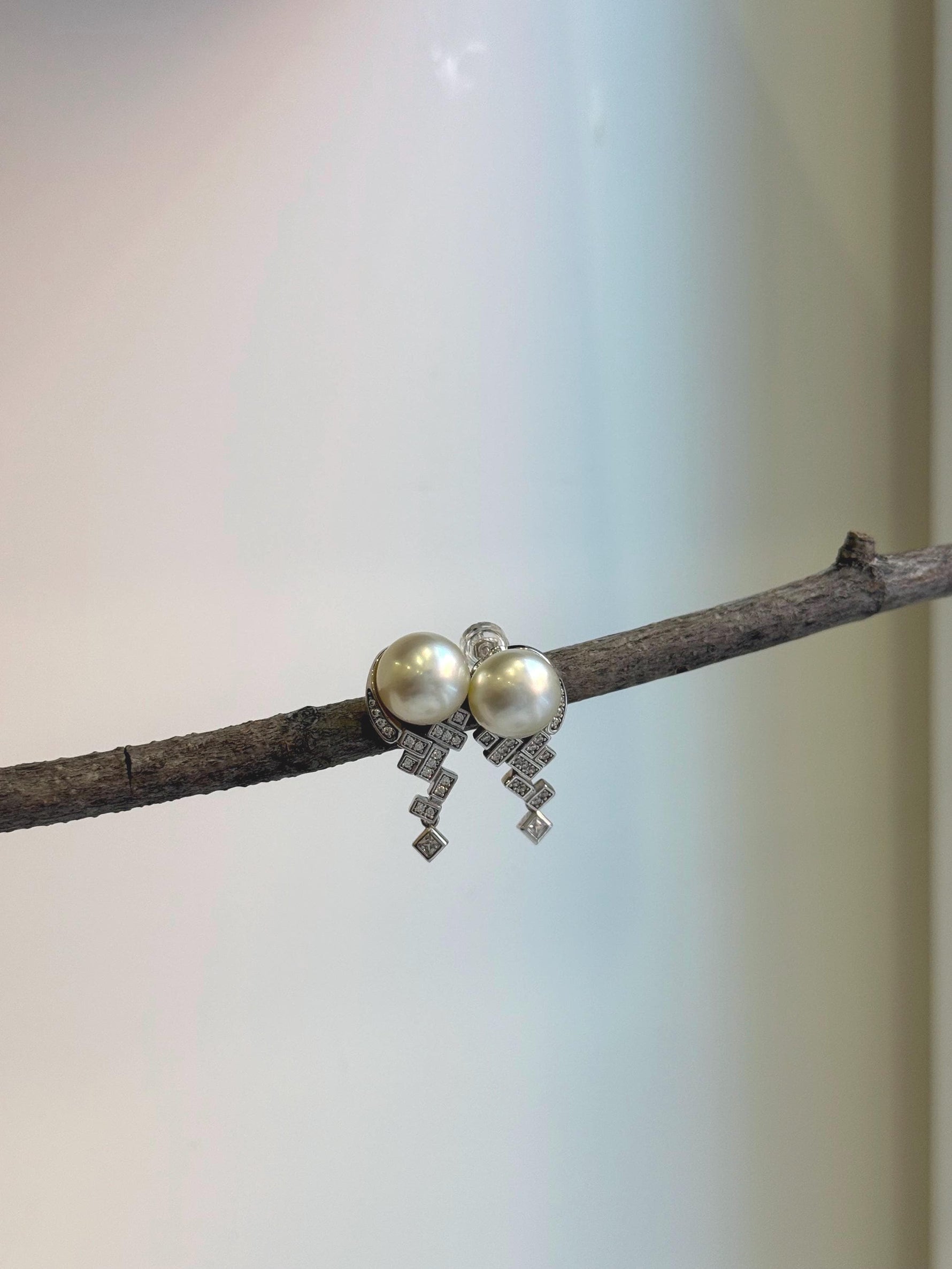 Elly’s 10mm Australian Ocean White Pearls Earrings Chandeliers: Extreme luster mirrored, S925 silver vintage earrings. high quality gift for her Valentine’s Day