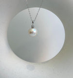 Elly’s 11.3mm White Edison Pearl pendant: Extreme luster mirrored, 2cm, S925 silver minimalist pendant chain set. gift for her graduation