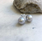 Elly’s 14.8mm Huge Edison blue silver Pearls Earrings Studs: Extreme luster, S925 silver cool minimalist big earrings. Pearl Jewelry Idea