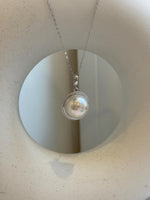 Elly’s 15.7mm Japanese white iridescent Ocean Round Mabe Pearl Pendant: Extreme luster, S925 Silver base pendant Set. Valentine’s Day gift.