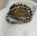 Elly’s 8.1-10.6mm 41pcs Tahitian Ocean pearls necklace: Extreme luster, Hand knotted, 17.8”, S925 silver necklace strand, gift for her