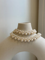 Elly’s 3-ply 3.5-6.6mm white pearls necklace: Extreme luster, Handmade, 16.1”, S925 silver magnetic clips necklace strand.gift for her