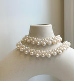 Elly’s 3-ply 3.5-6.6mm white pearls necklace: Extreme luster, Handmade, 16.1”, S925 silver magnetic clips necklace strand.gift for her holiday
