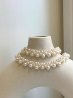 Elly’s 3-ply 3.5-6.6mm white pearls necklace: Extreme luster, Handmade, 16.1”, S925 silver magnetic clips necklace strand.gift for her