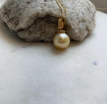 Elly’s 14.4mm Huge South Sea ultra gold ocean Pearl pendant: Extreme luster mirrored. S925 silver with gold plated minimalist pendant set. gift for her