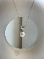 Elly’s 11.7mm Australian ocean white pearl cool Pendant: Extreme luster, 2.4cm high, S925 silver pendant chain set. gift for her