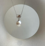 Elly’s 11.7mm Australian ocean white pearl cool Pendant: Extreme luster, 2.4cm high, S925 silver pendant chain set. gift for her