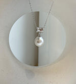 Elly’s 11.7mm Australian ocean white pearl cool Pendant: Extreme luster, 2.4cm high, S925 silver pendant chain set. gift for her