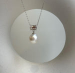 Elly’s 11.7mm Australian ocean white pearl cool Pendant: Extreme luster, 2.4cm high, S925 silver pendant chain set. gift for her