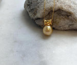 Elly’s 10.6mm South Sea Gold iridescent ocean Pearl pendant: Extreme luster mirrored. S925 silver with gold plated cool pendant set. gift for her